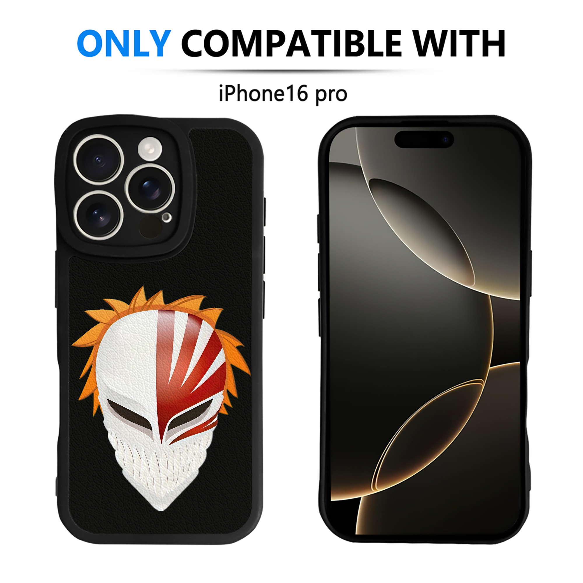 （画像用） ブリーチ 黒崎一護（くろさき いちご）BLEACH Kurosaki Ichigo 【iPhone 16シリーズ対応】シリコンスマホケース（レザー調） 材質：シリコン